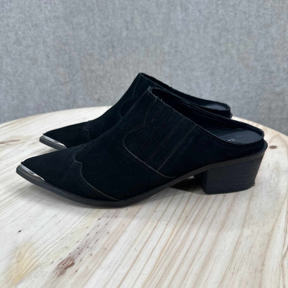 Chinese Laundry Suede Western Mules Shooties 10  Pointed Toe Metal Tip Shoes